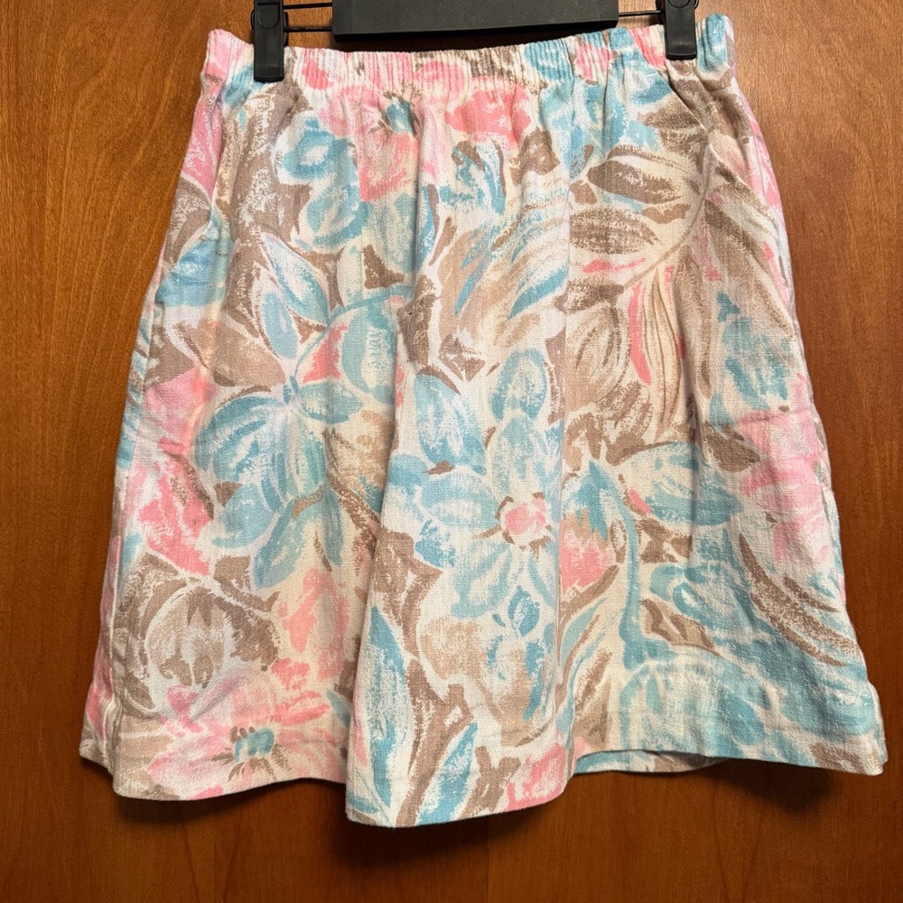 Vintage Separate Scene Skirt Floral Pastel Blue‎ Pink Pockets 14